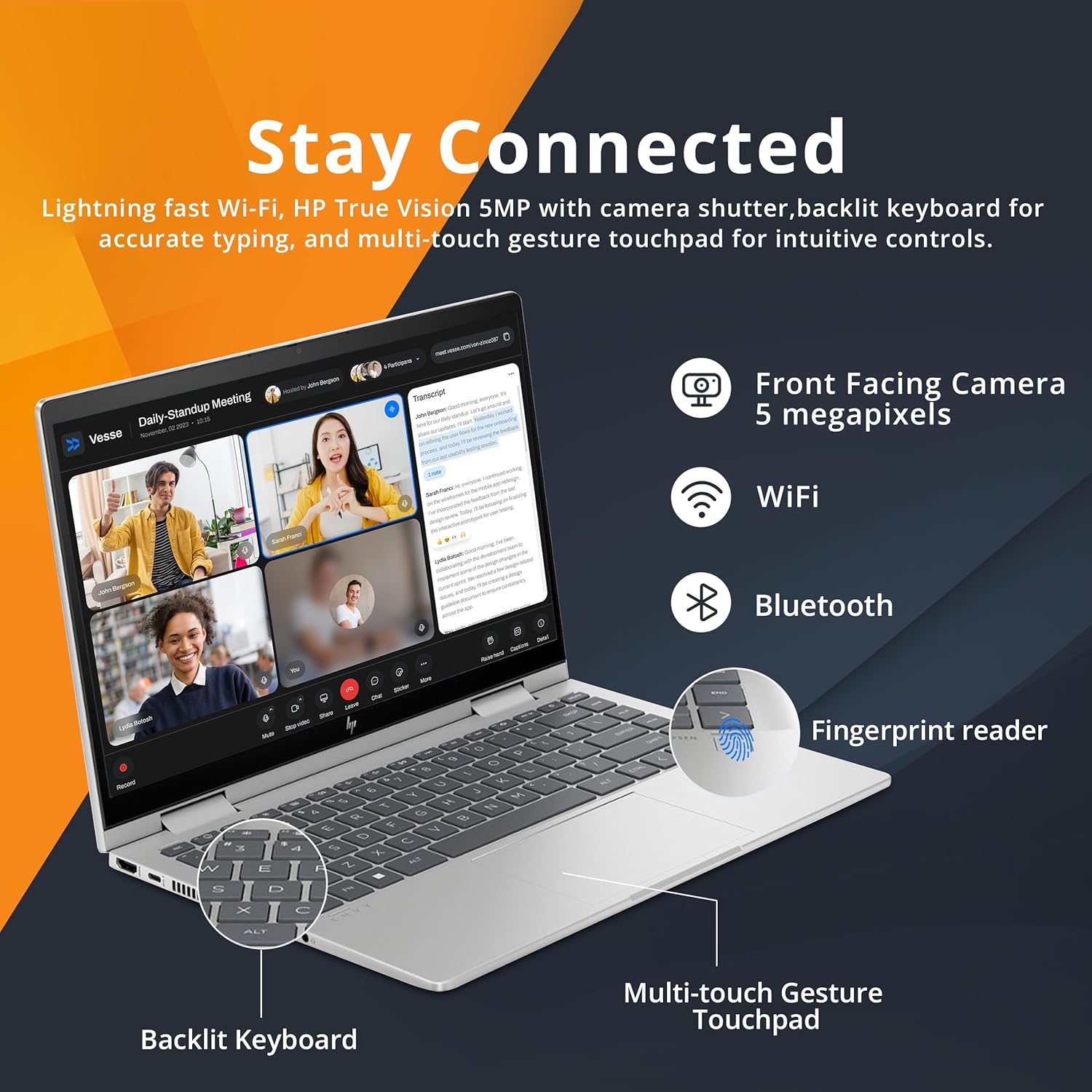 HP ENVY x360 14 inch 2-in-1 Laptop PC 14-es1013dx Intel® Core™ 5 120U | 8 GB DDR4 RAM ; 512 GB SSD | 14-inch FHD IPS Touch Screen | Windows 11  | Intel® Graphics | Full-size Backlit Keyboard | Natural  Silver