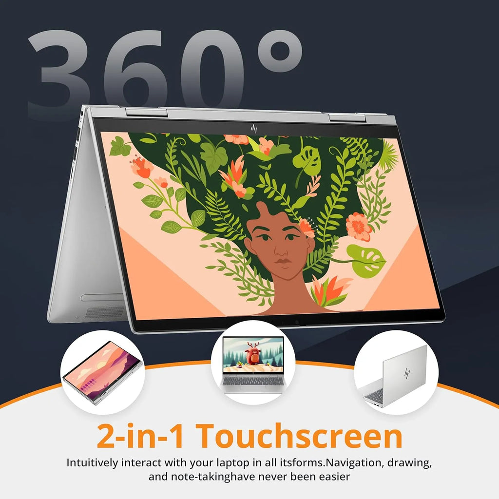 HP ENVY x360 14 inch 2-in-1 Laptop PC 14-es1013dx Intel® Core™ 5 120U | 8 GB DDR4 RAM ; 512 GB SSD | 14-inch FHD IPS Touch Screen | Windows 11  | Intel® Graphics | Full-size Backlit Keyboard | Natural  Silver