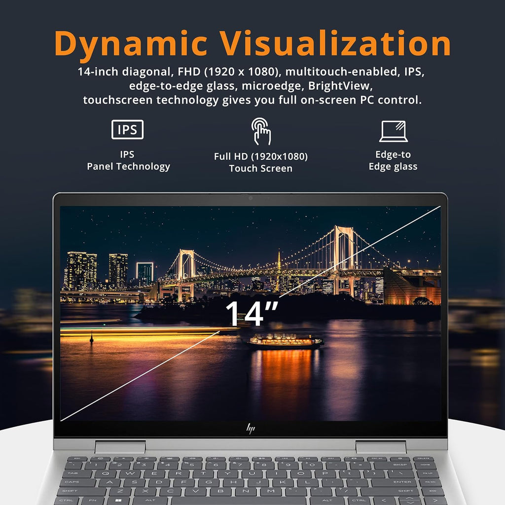 HP ENVY x360 14 inch 2-in-1 Laptop PC 14-es1013dx Intel® Core™ 5 120U | 8 GB DDR4 RAM ; 512 GB SSD | 14-inch FHD IPS Touch Screen | Windows 11  | Intel® Graphics | Full-size Backlit Keyboard | Natural  Silver