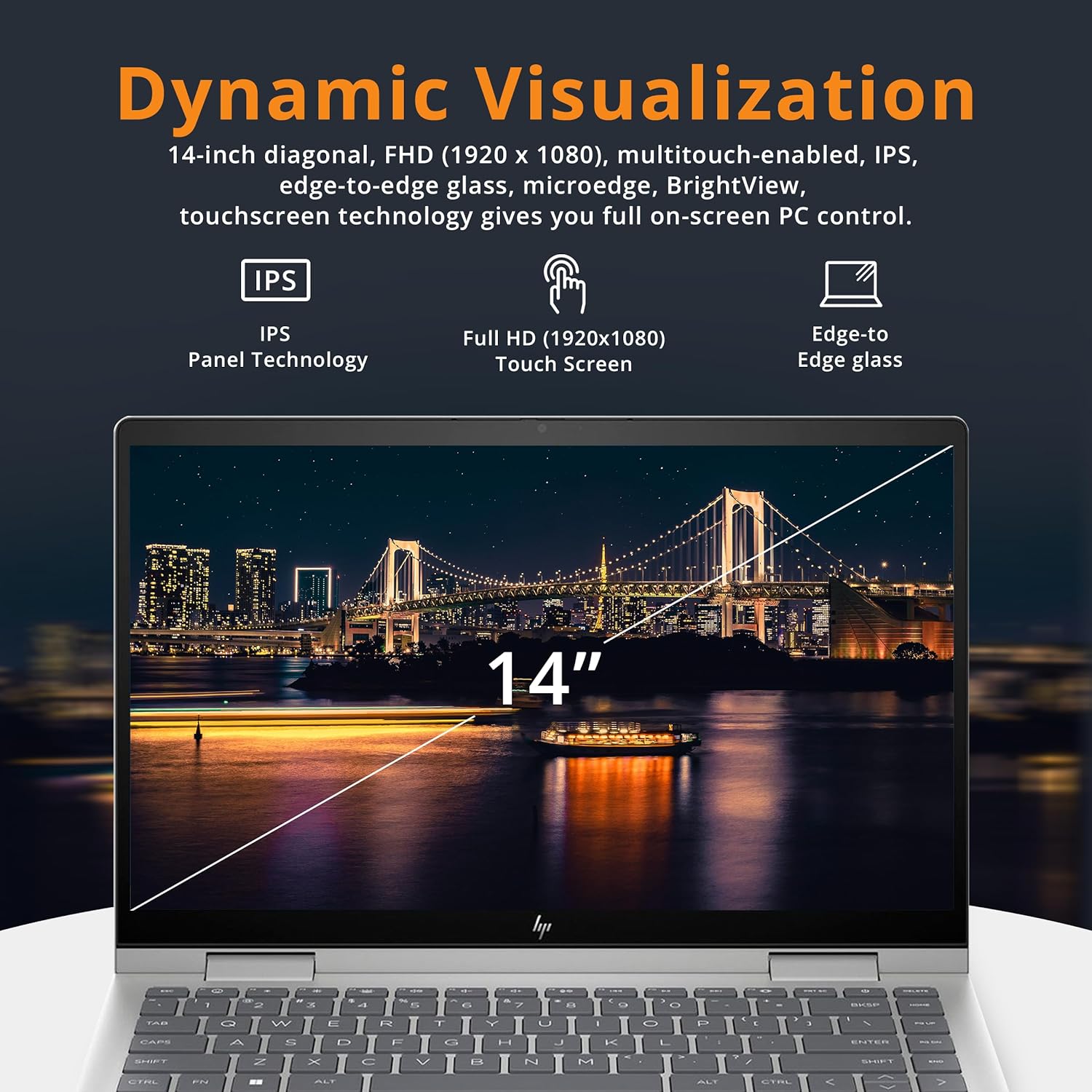 HP ENVY x360 14 inch 2-in-1 Laptop PC 14-es1013dx Intel® Core™ 5 120U | 8 GB DDR4 RAM ; 512 GB SSD | 14-inch FHD IPS Touch Screen | Windows 11  | Intel® Graphics | Full-size Backlit Keyboard | Natural  Silver