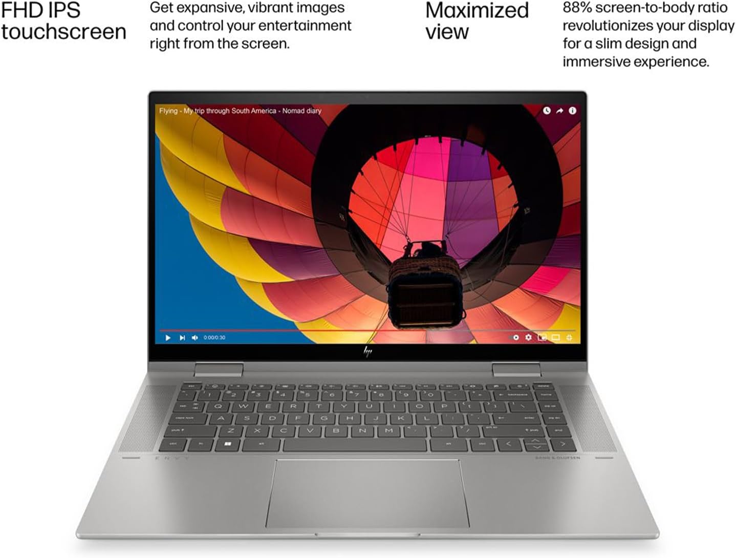 HP ENVY x360 14 inch 2-in-1 Laptop PC 14-es1013dx Intel® Core™ 5 120U | 8 GB DDR4 RAM ; 512 GB SSD | 14-inch FHD IPS Touch Screen | Windows 11  | Intel® Graphics | Full-size Backlit Keyboard | Natural  Silver