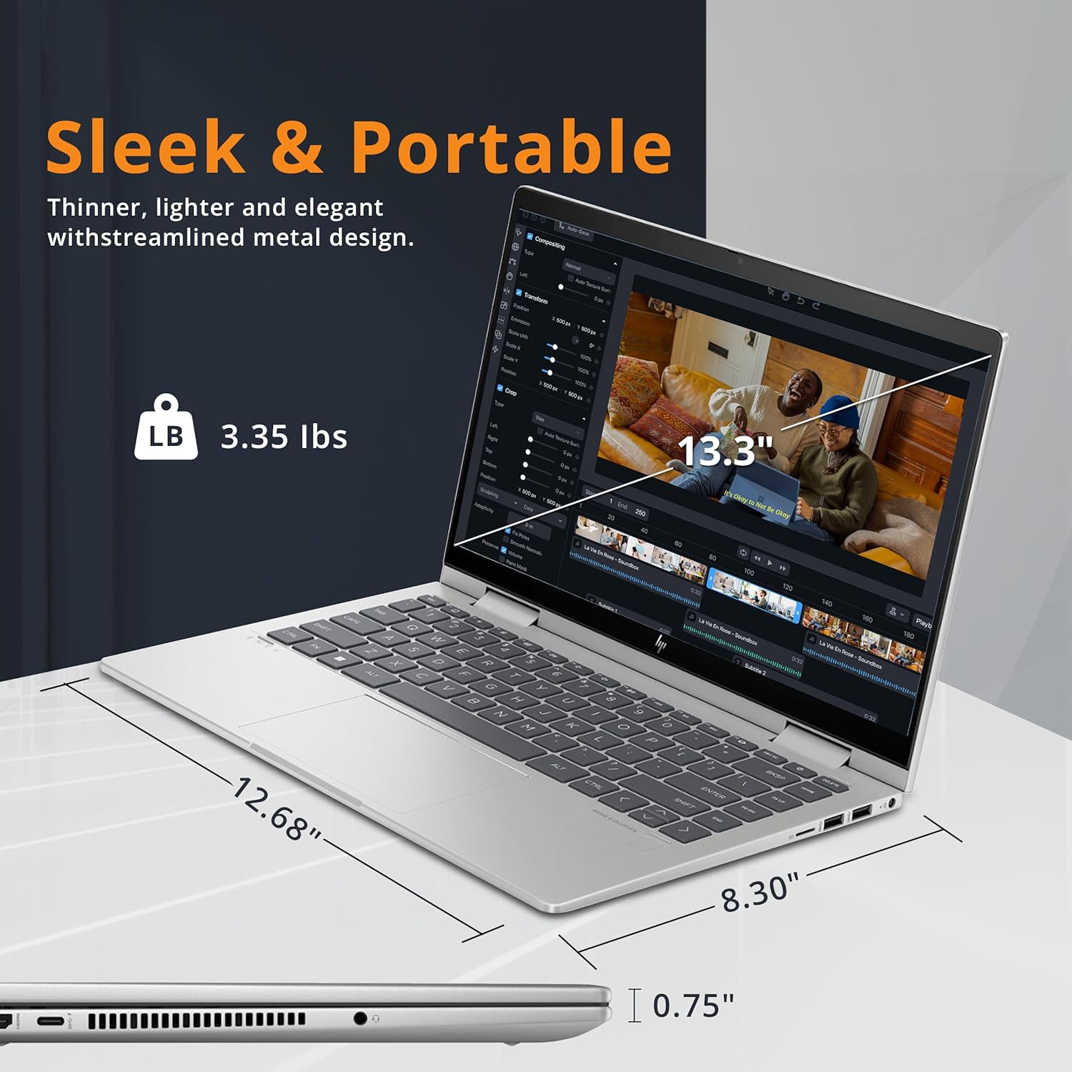 HP ENVY x360 14 inch 2-in-1 Laptop PC 14-es1013dx Intel® Core™ 5 120U | 8 GB DDR4 RAM ; 512 GB SSD | 14-inch FHD IPS Touch Screen | Windows 11  | Intel® Graphics | Full-size Backlit Keyboard | Natural  Silver