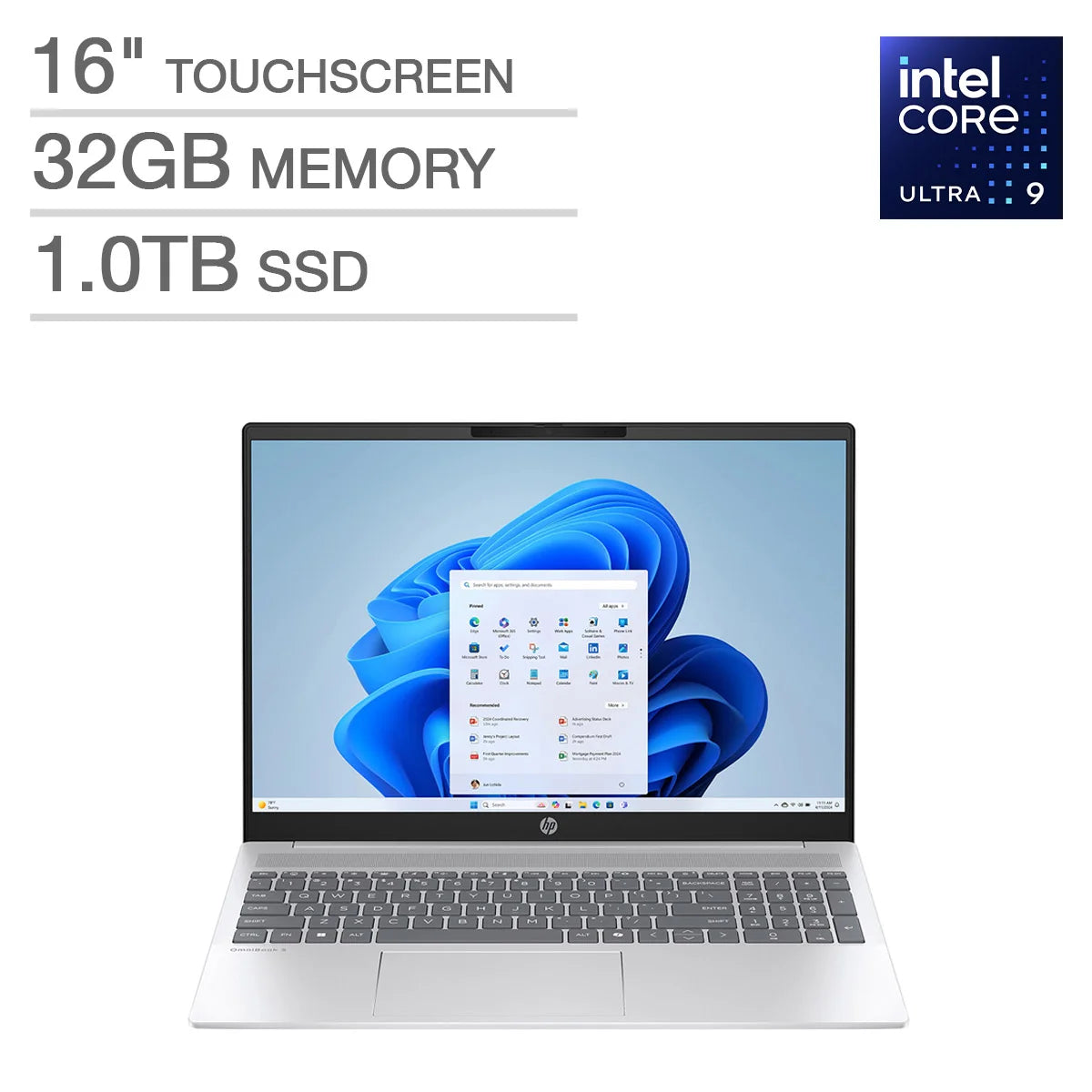 HP OmniBook 5  Intel® Core™ Ultra 9 285H | 32GB DDR5 RAM ; 1 TB NVMe™ SSD | Intel® Arc™ 140T GPU | 16 inch 2K IPS Touch Screen Display | Backlit Keyboard | Windows 11 |  Glacier silver