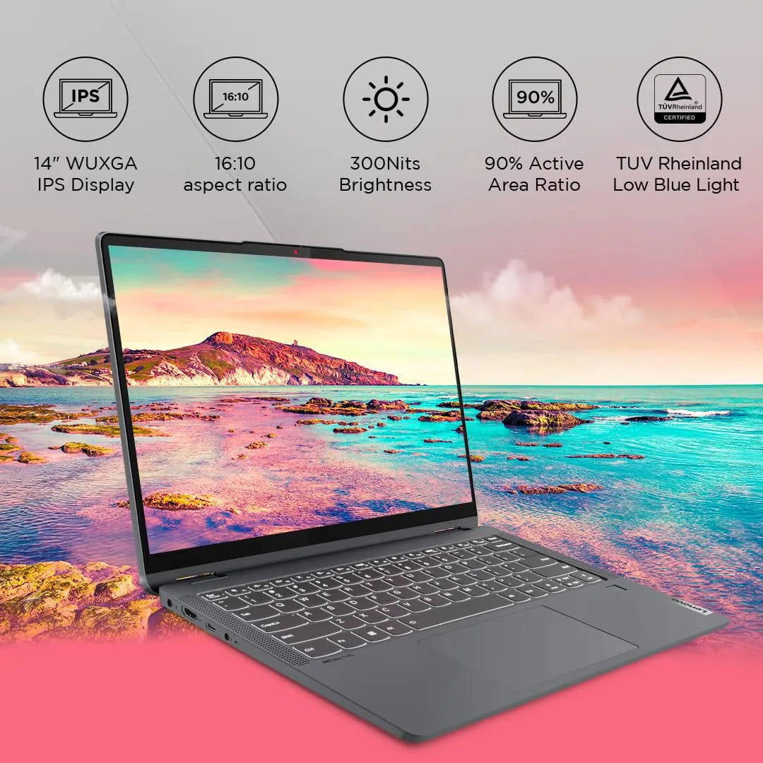 Lenovo IdeaPad Flex 5 14IAU7 Intel® Core™ i5-1235U | 8GB DDR4x RAM ; 512GB SSD | 14- inch WUXGA Touchscreen Display | Intel® Iris® Xe Graphics|Windows® 11 Home in S mode, | Fingerprint Reader | Storm Grey