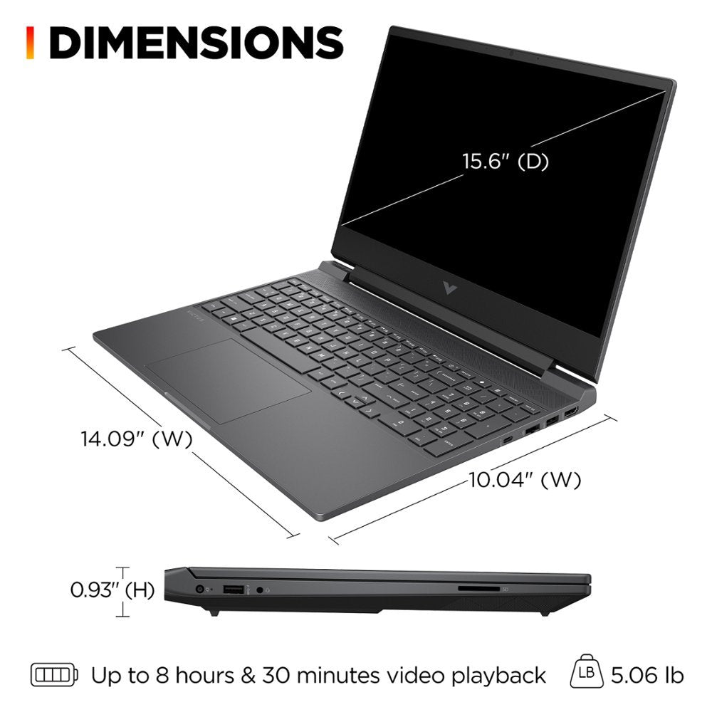 HP Victus 15-fb2063dx AMD Ryzen™ 5 7535HS | 8GB DDR5 RAM ; 512GB SSD | AMD Radeon™ RX 6550M , 4GB | 15.6 inch FHD IPS Display 144Hz | Backlit Keyboard | Windows 11 Home | MICA SILVER