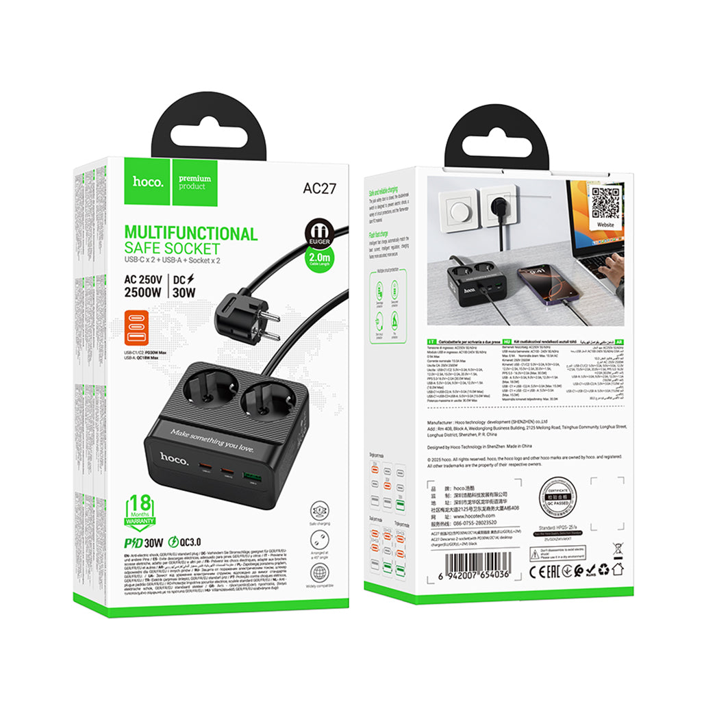 HOCO AC27 Power Strip 2m EU