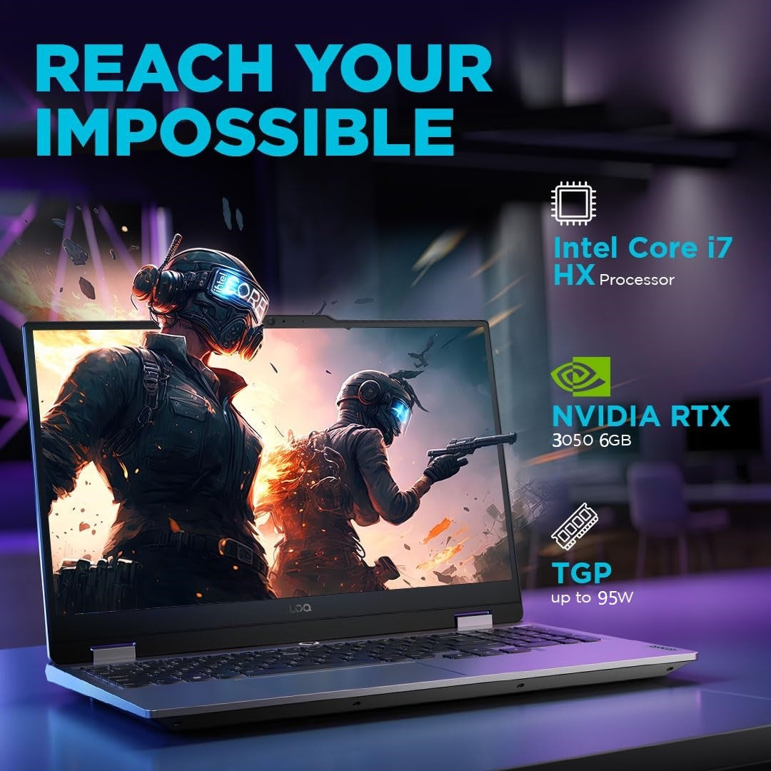 LENOVO AI-Powered LOQ 15IRX9 Intel® Core™ i7-13650HX | 24GB DDR5 RAM ; 512 SSD NVMe® | RTX™ 3050 6GB | 15.6″ FHD IPS Display 144Hz | White Backlit Arabic English Keyboard | DOS | Luna Grey