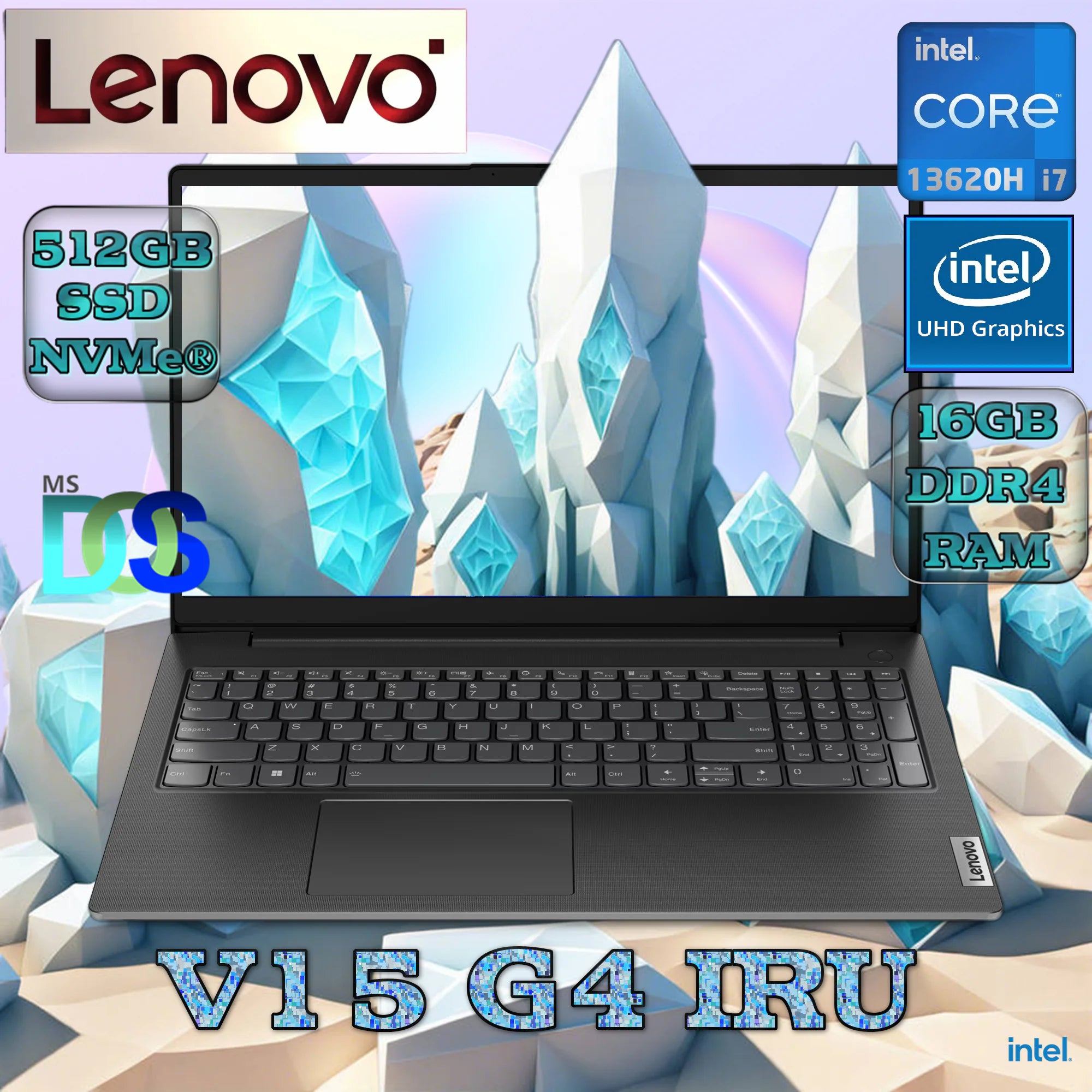 Lenovo V15 G4 IRU Intel® Core™ i7-13620H | 16GB DDR4 RAM ; 512GB NVMe SSD | 15.6″ FHD Display | DOS | Intel® UHD Graphics | Business Black