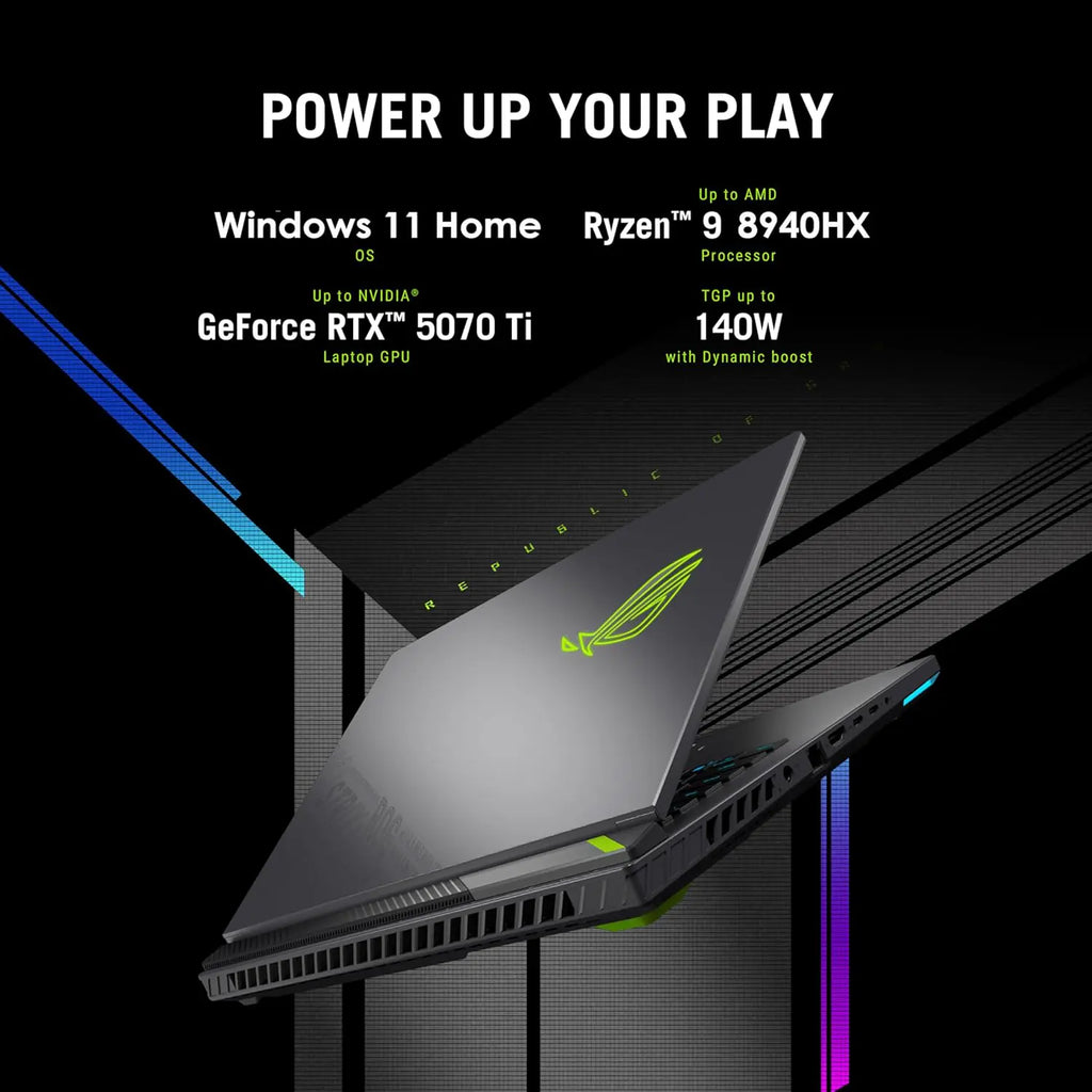 ASUS ROG Strix G16 AMD Ryzen™ 9 8940HX | 16GB DDR5 RAM ; 1TB NVMe SSD | RTX™ 5070 Ti 12GB GDDR7 | 16 inch  WUXGA 165Hz IPS Display | Backlit 4-Zone RGB Keyboard  | Windows 11
