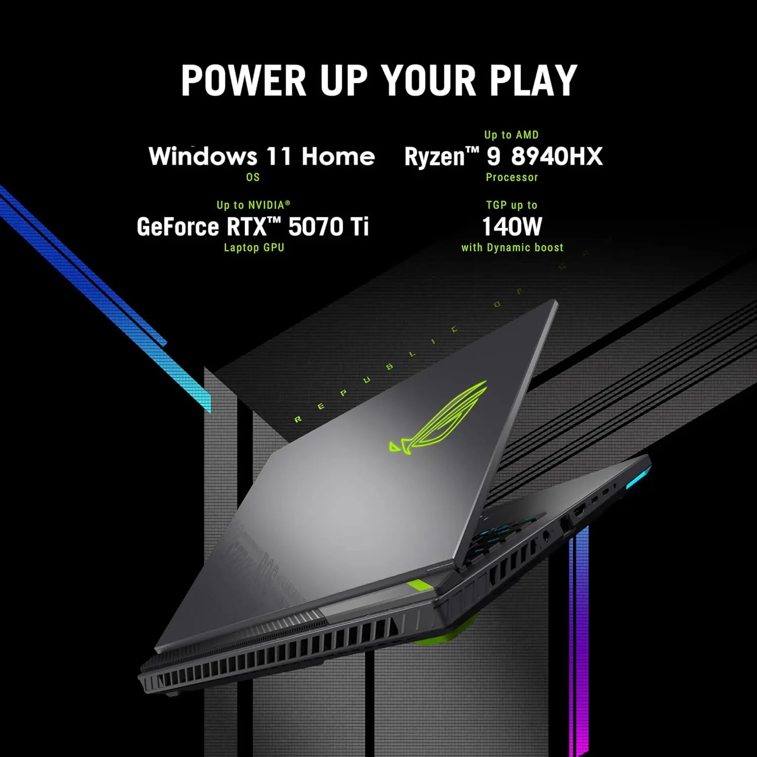 ASUS ROG Strix G16 AMD Ryzen™ 9 8940HX | 16GB DDR5 RAM ; 1TB NVMe SSD | RTX™ 5070 Ti 12GB GDDR7 | 16 inch  WUXGA 165Hz IPS Display | Backlit 4-Zone RGB Keyboard  | Windows 11
