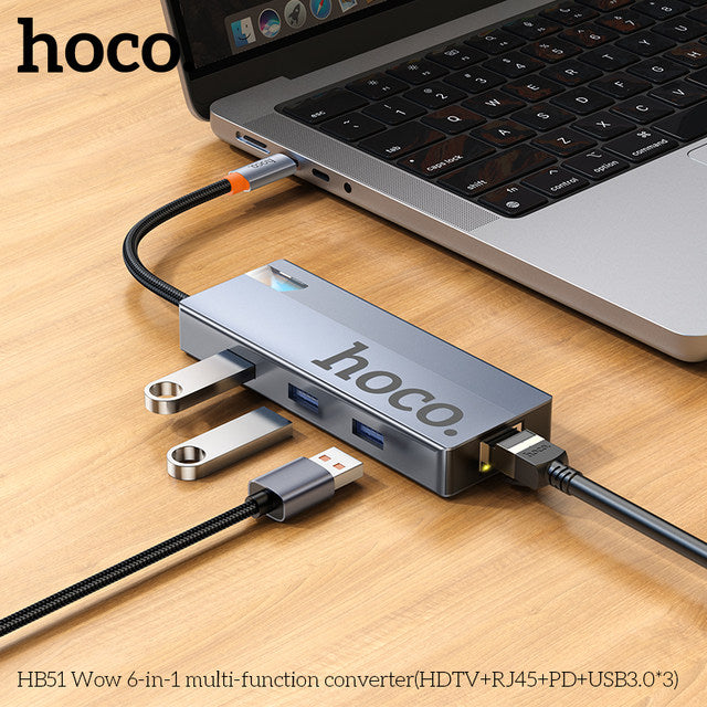 Hoco HB51 6-in-1 USB-C Hub Converter