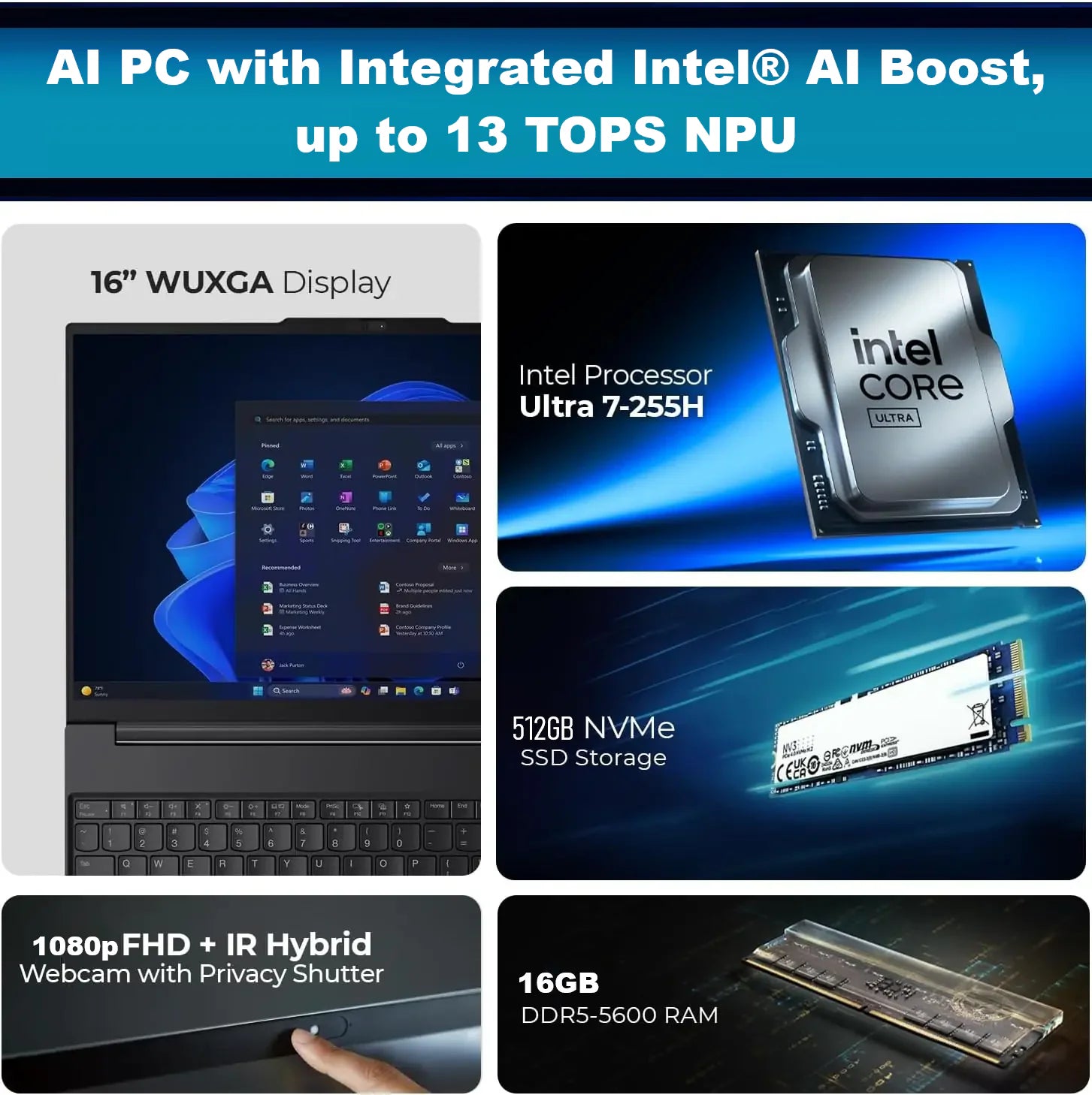 LENOVO AI PC ThinkPad E16 Gen 3 Intel® Core Ultra 7 255H with AI Boost, up to 13 TOPS | 16GB DDR5 RAM , 512GB SSD NVMe® | 16 Inch WUXGA IPS Display | Backlit Keyboard | DOS | Lenovo® Top loader Bag Incl. | Carbon Black