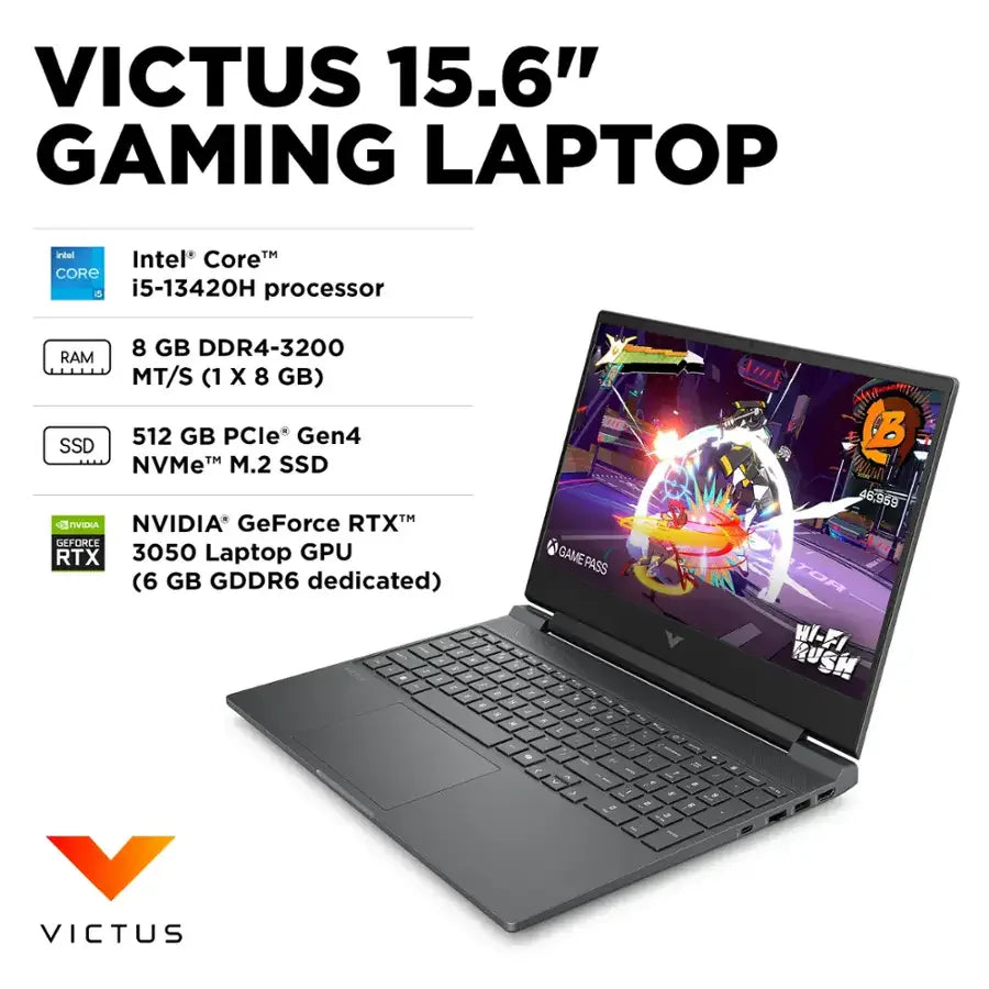 Victus by HP Intel® Core™ i5-13420H | 8GB DDR4 RAM , 512GB NVMe SSD | RTX™ 3050 , 6GB | 15.6-inch FHD 144 Hz IPS Display | Backlit Keyboard | Windows 11 | Moonstone Grey
