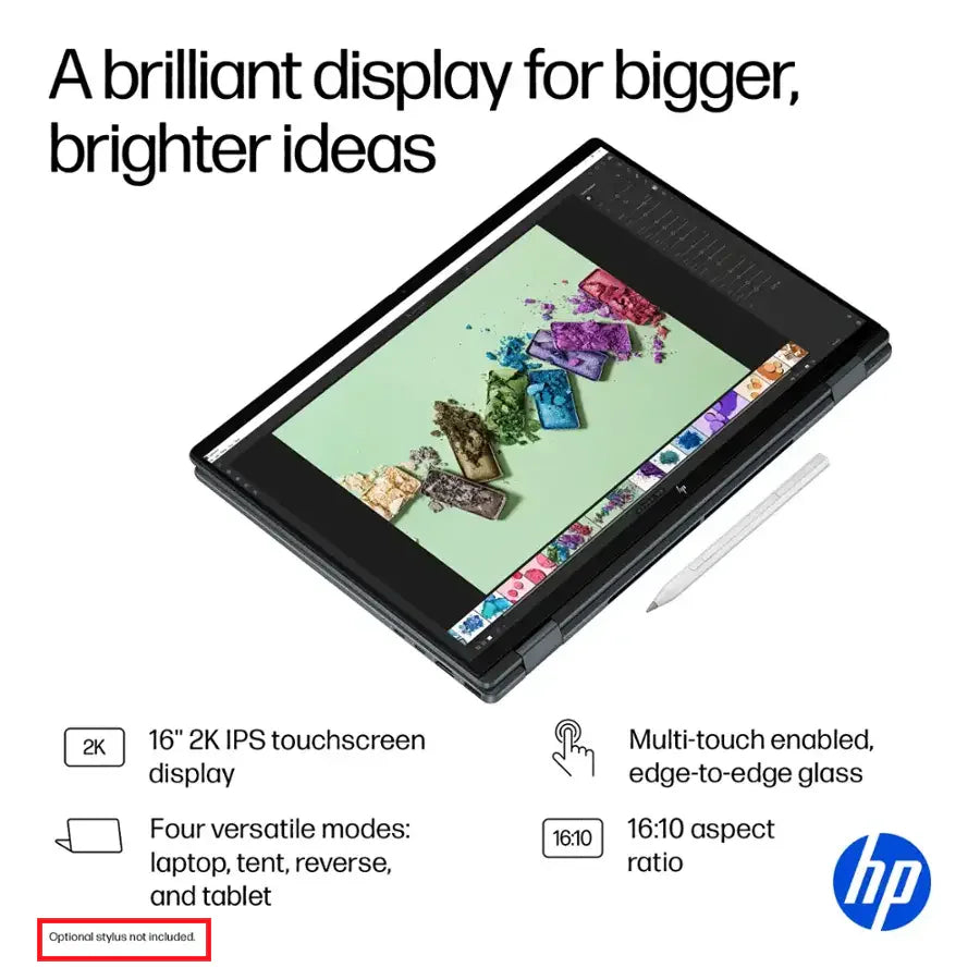 HP OmniBook X Flip AI PC Intel® Core™ Ultra 7 256 Intel® AI Boost (47 NPU TOPS) | 16GB DDR5x RAM ; 1TB NVMe SSD | Intel® Arc™ | 16 inch 2K IPS TouchScreen Display | Backlit Keyboard | Windows 11 |  16-as0023dx Eclipse Gray