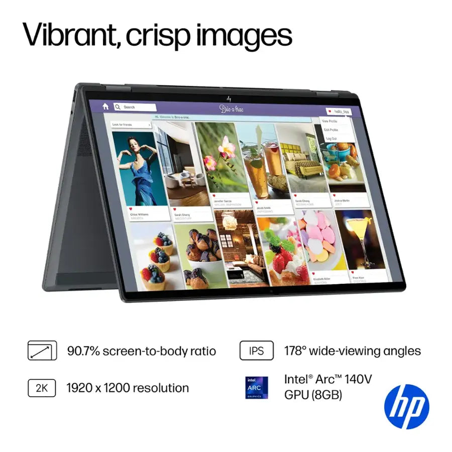 HP OmniBook X Flip AI PC Intel® Core™ Ultra 7 256 Intel® AI Boost (47 NPU TOPS) | 16GB DDR5x RAM ; 1TB NVMe SSD | Intel® Arc™ | 16 inch 2K IPS TouchScreen Display | Backlit Keyboard | Windows 11 |  16-as0023dx Eclipse Gray