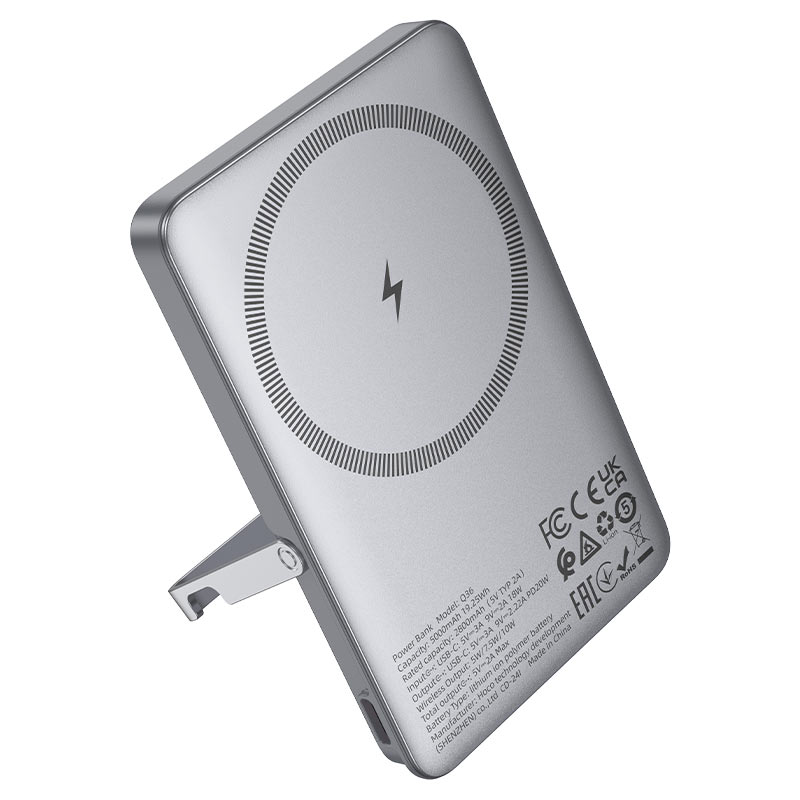 Hoco Q36 Sunlight 5000mAh Magnetic Wireless Power Bank – 20W PD Fast Charging with Foldable Stand