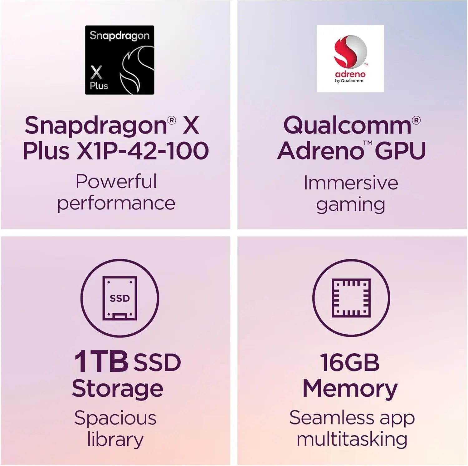 LENOVO IdeaPad 5 2-in-1 14Q8X9 Snapdragon® X Plus | 16GB DDR5x RAM ; 1TB SSD NVMe® | 14″ WUXGA OLED Touchscreen | Qualcomm® Adreno™ GPU | Backlit Keyboard | Windows® 11 | Luna Grey