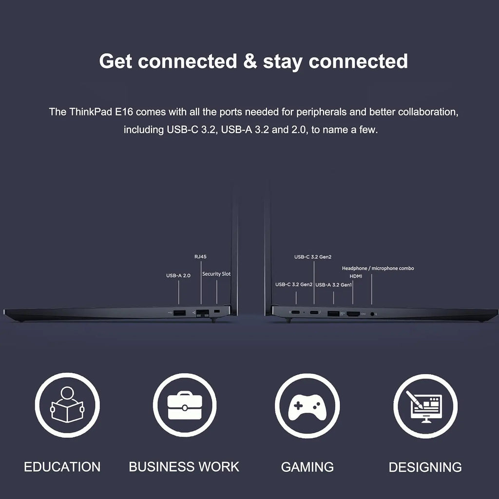 Lenovo ThinkPad E16 Gen 2 Intel® Core™ Ultra 5 125U | 8GB DDR5 RAM ; 512GB SSD |  16 inch WUXGA IPS Display | Intel® Graphics | DOS | Graphite Black