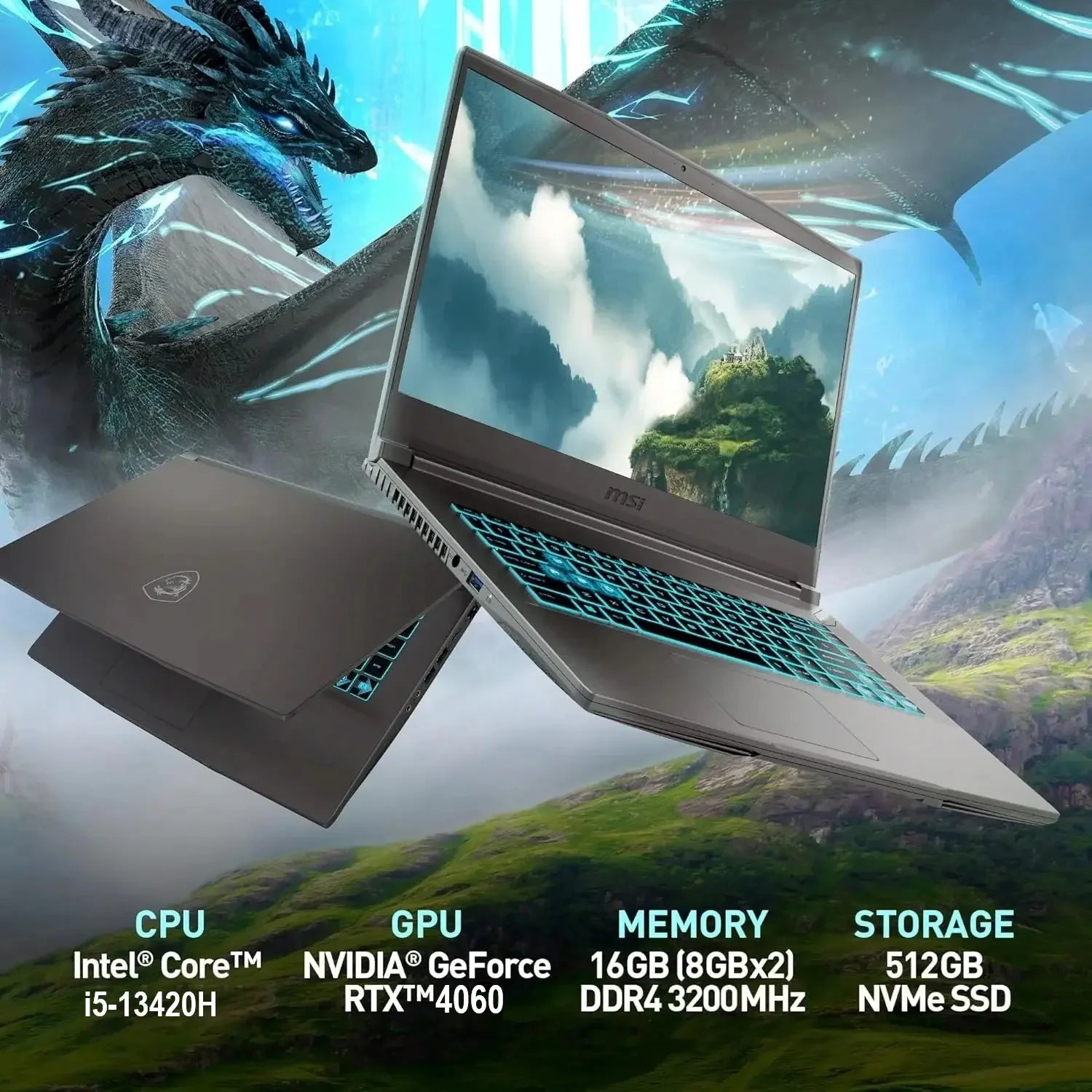 MSI THIN 15 B13VF Intel® Core™ i5-13420H | 16GB DDR4 ; 512GB SSD | RTX™ 4060 8GB GDDR6 | 15.6″ IPS Display 144 Hz | Blue Backlit Keyboard | Windows 11 | Cosmos Grey