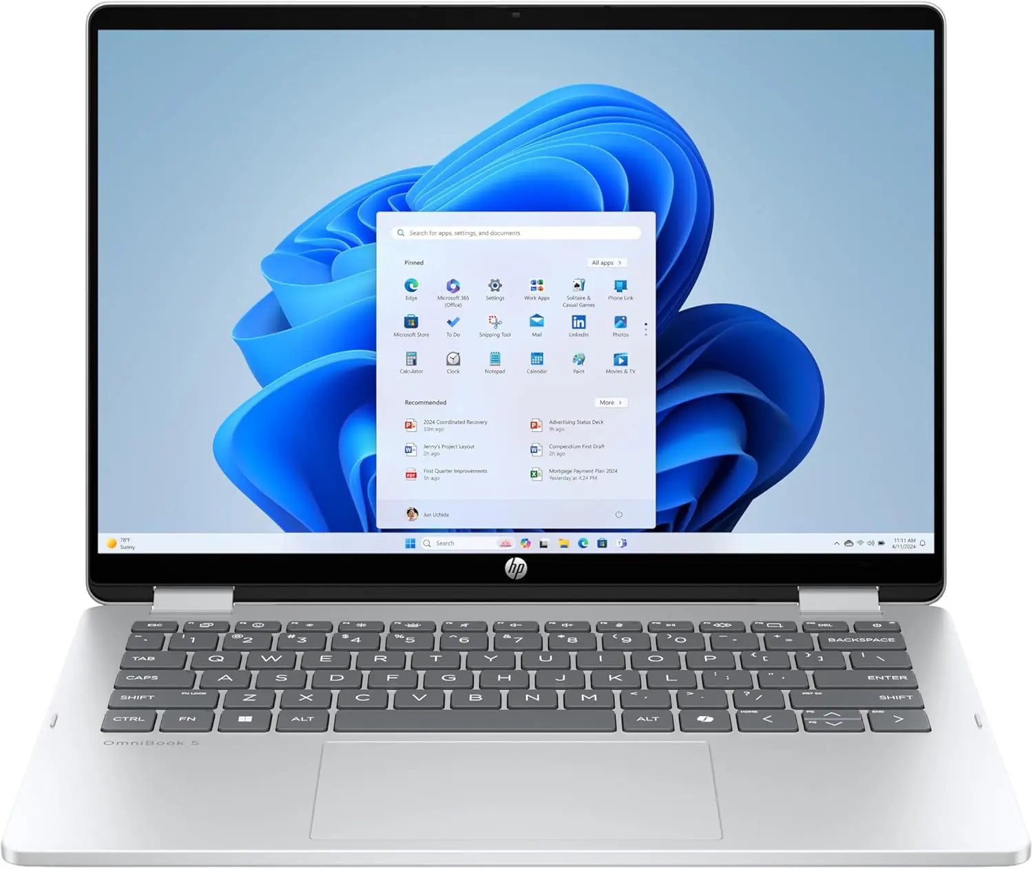 HP OmniBook 5 Flip  Intel® Core™ 5 120U | 8GB DDR5 , 512GB NVMe SSD | 14-inch 2K IPS TouchScreen | Intel® Graphics | Backlit Keyboard | Windows 11 | Silver  14-fp0013dx